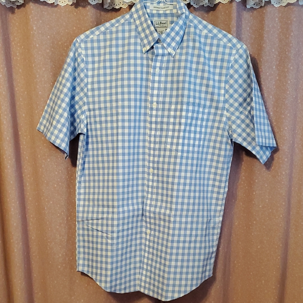 L.L. Bean Light Blue Gingham Men's Shirt